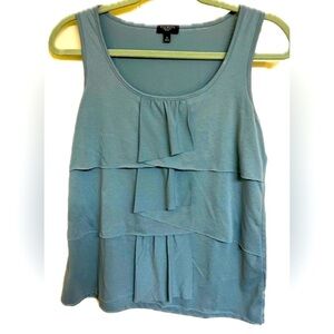 Talbots Tank Shirt Sleeveless Ruffle Blouse Blue Women's Size S Petite